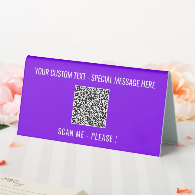 Custom QR Code and Text Table Tent Sign Template (In SItu (Wedding))