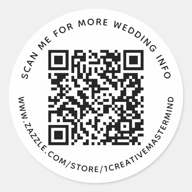 Custom QR Code and Text Wedding Label Sticker  (Front)