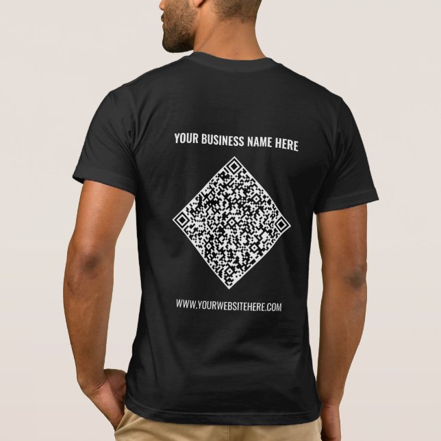 Custom QR Code and Text Your Business T-Shirt (Back)