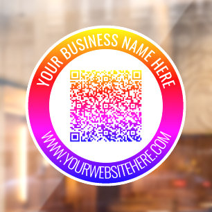 Custom QR Code and Text Your Business Window Cling