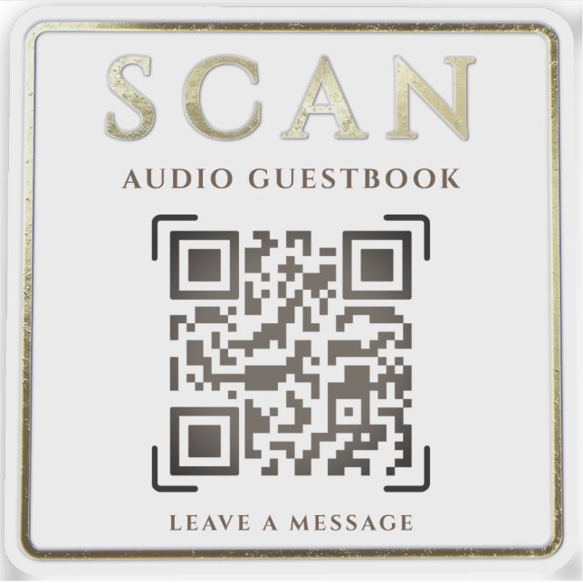 CUSTOM QR CODE AUDIO GUESTBOOK INSTRUCTIONS LABEL  (Front)