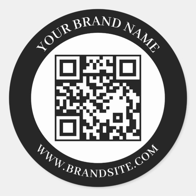 Custom QR Code Black & White Classic Round Design Sticker (Front)