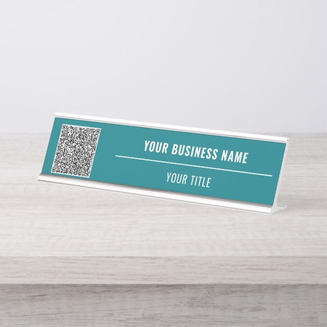 Custom QR Code Business Desk Name Plate Template (Front)