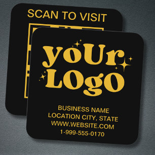 Custom QR Code Business Logo Gold Modern Square Business Card