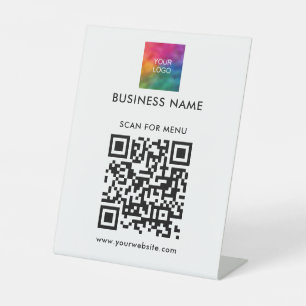 Custom QR Code Business Logo Here Menu Price Lists Pedestal Sign