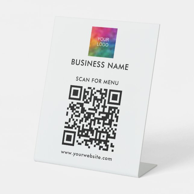 Custom QR Code Business Logo Here Menu Price Lists Pedestal Sign (Front)