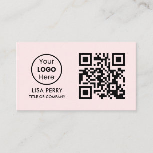 Custom QR Code Business Logo   Modern Blush Pink Business Card
