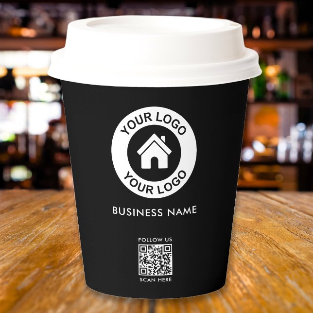 Custom QR Code Business Logo Modern Professional Paper Cups (Creator Uploaded)
