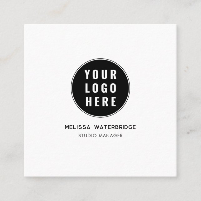 Custom QR Code Business Logo Modern Trendy Square Business Card (Front)