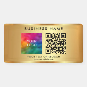 Custom QR Code Business Logo Name Gold Indoor Banner