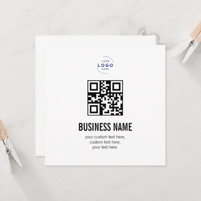 Custom QR Code Business Logo Name Template (Front/Back In Situ)