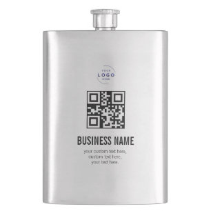 Custom QR Code Business Logo Name Template Hip Flask
