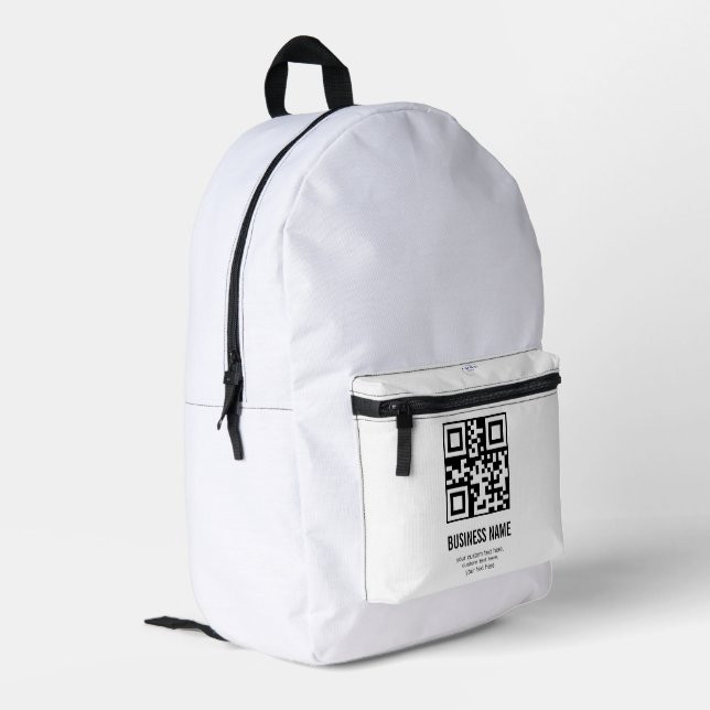 Custom QR Code Business Logo Name Template Printed Backpack (Back Corner Left)