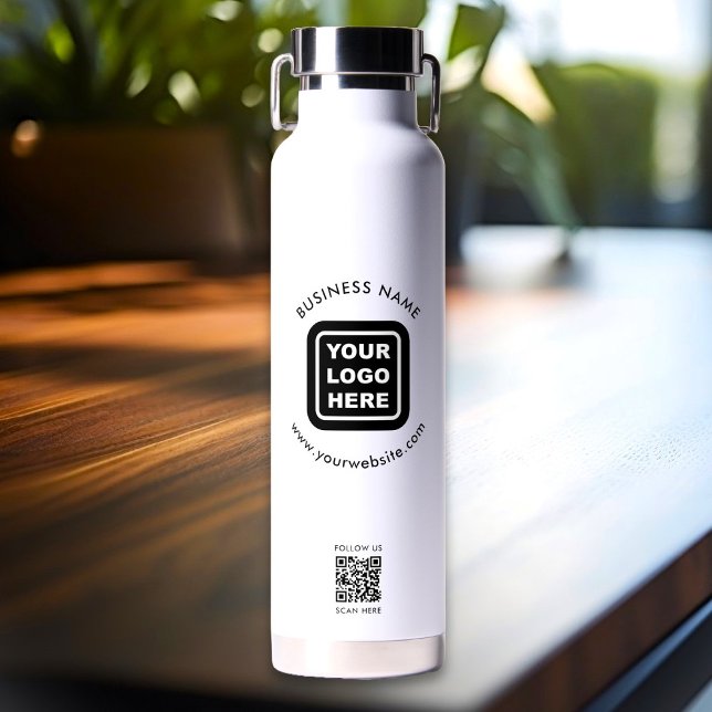 Custom QR Code Business Logo Name Text Water Bottle (Creator Uploaded)