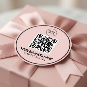 Custom QR Code Business Logo Personalised Branding Classic Round Sticker