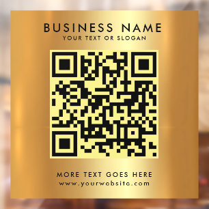 Custom QR Code Business Logo Text Faux Gold Glam