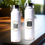 Custom QR Code Business Logo Website Text Water Bottle<br><div class="desc">Upload a QR code or logo for each side, customise the text, and easily create your personalised water bottle. Click EDIT to change the text colour or text size. You can TRANSFER this DESIGN on other Zazzle products and adjust it to fit most of the Zazzle items. Standard Studio designs...</div>