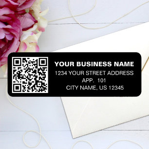 Custom QR Code Business Name Black Return Address Return Address Label