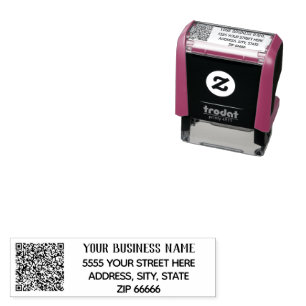 Custom QR Code Business Name Return Address Stamp