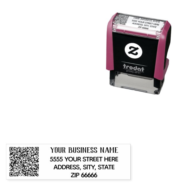 Custom QR Code Business Name Return Address Stamp (In Situ)