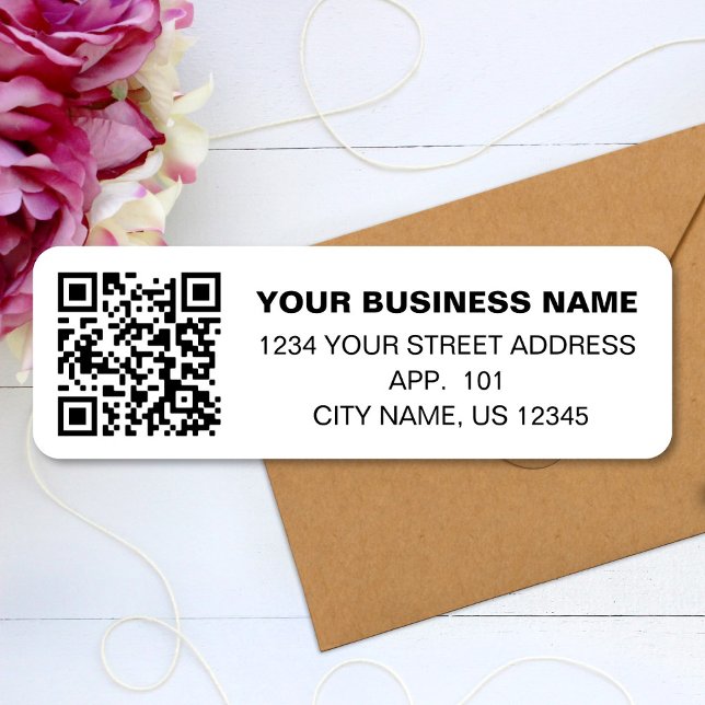 Custom QR Code Business Name Simple Return Address Label (Creator Uploaded)