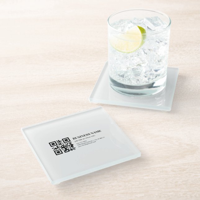 Custom QR Code Business  Name Template Glass Coaster (Angled)