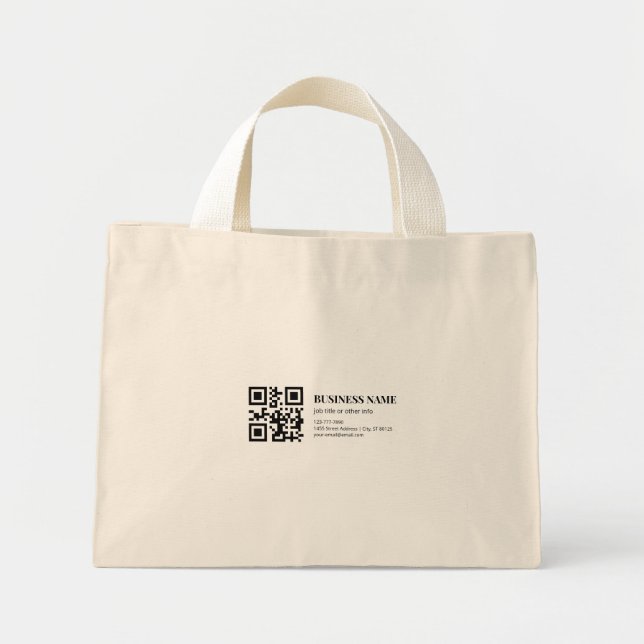 Custom QR Code Business  Name Template Mini Tote Bag (Front)