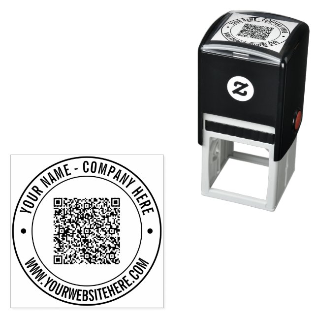 Custom QR Code Business Name Website Round Stamp (In Situ)