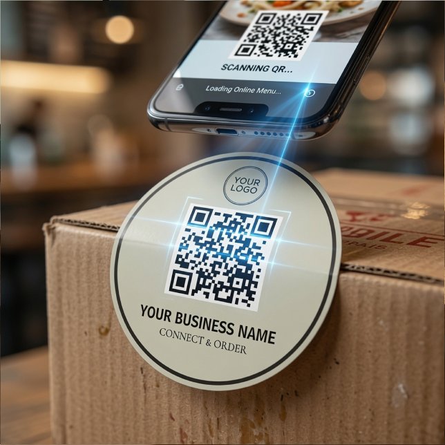 Custom QR Code Business | Personalised Logo Classic Round Sticker (Creator Uploaded)