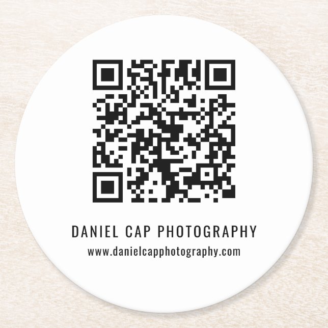 Custom QR Code Business Round Paper Coaster (Front)