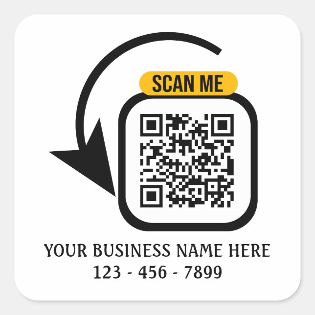 Custom QR Code Business Square Sticker (Front)