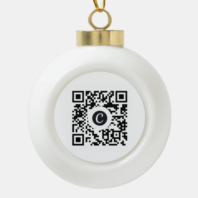 Custom QR Code Ceramic Ball Christmas Ornament (Front)