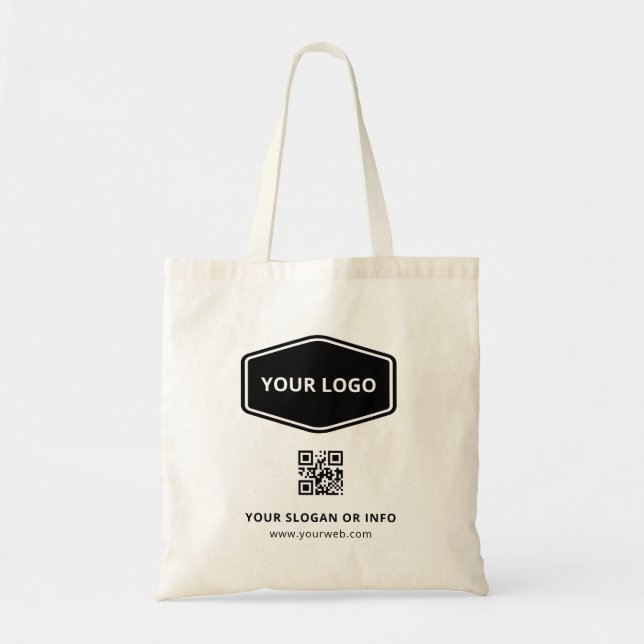 Custom QR Code Company Logo Branded Promotional Tote Bag (Front)