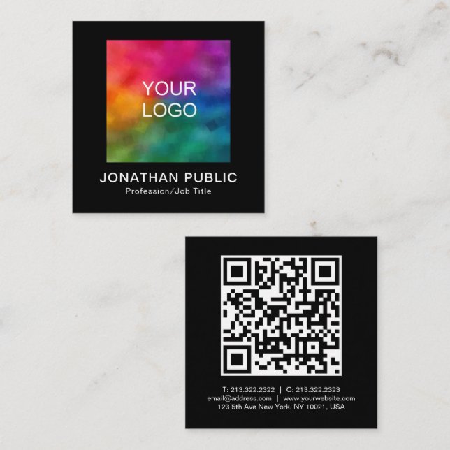 Custom QR Code Company Logo Employee Square Calling Card (Front/Back)