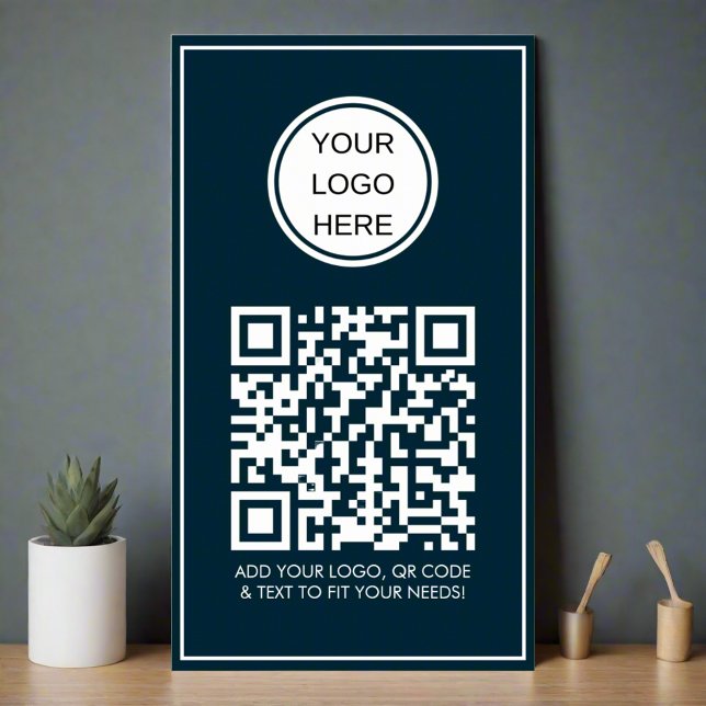 Custom QR Code Company Logo Professional Blue  Poster (Creator Uploaded)