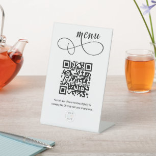 Custom QR Code Contactless Script Menu Pedestal Si Sign