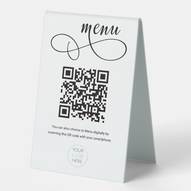 Custom QR Code Contactless Script Menu Table Tent  (Front)