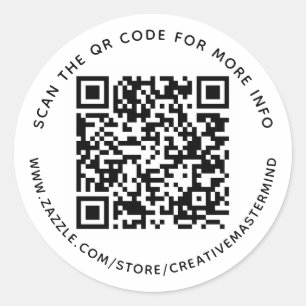 Custom QR Code Custom Text Classic Round Sticker