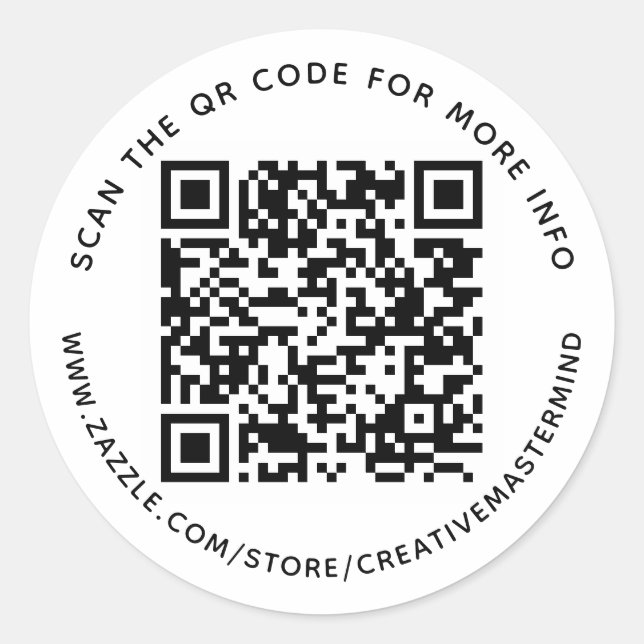 Custom QR Code Custom Text Classic Round Sticker (Front)