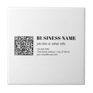 Custom QR code & Editable Retro-Modern Text Ceramic Tile