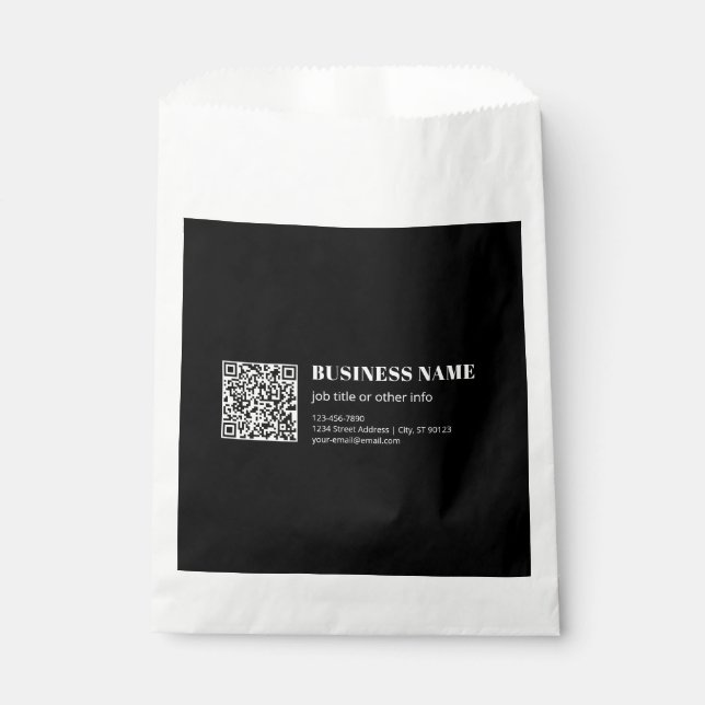 Custom QR code & Editable Retro-Modern Text Favour Bag (Front)