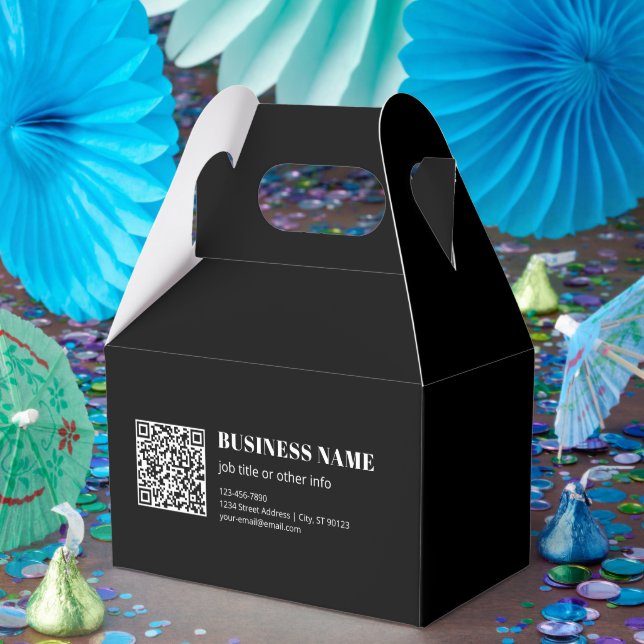 Custom QR code & Editable Retro-Modern Text Favour Box (Party)