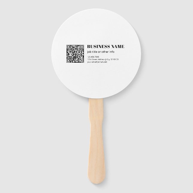 Custom QR code & Editable Retro-Modern Text Hand Fan (Front)