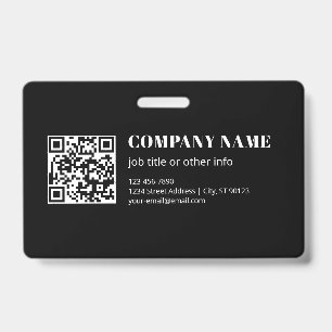 Custom QR code & Editable Retro-Modern Text ID Badge