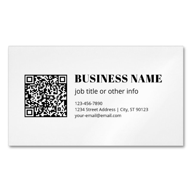 Custom QR code & Editable Retro-Modern Text Magnetic Business Card (Front)