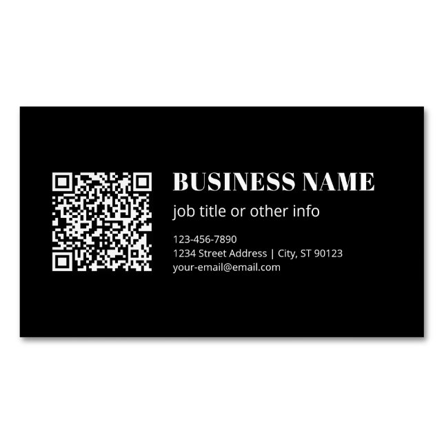 Custom QR code & Editable Retro-Modern Text Magnetic Business Card (Front)