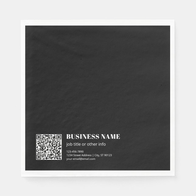 Custom QR code & Editable Retro-Modern Text Napkin (Front)