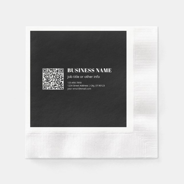 Custom QR code & Editable Retro-Modern Text Napkin (Front)