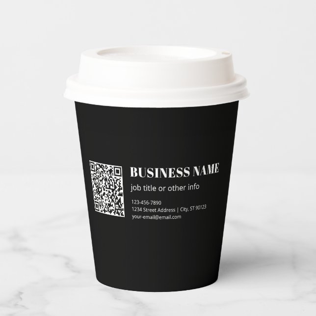 Custom QR code & Editable Retro-Modern Text Paper Cups (Front)