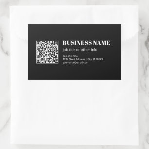 Custom QR code & Editable Retro-Modern Text Rectangular Sticker
